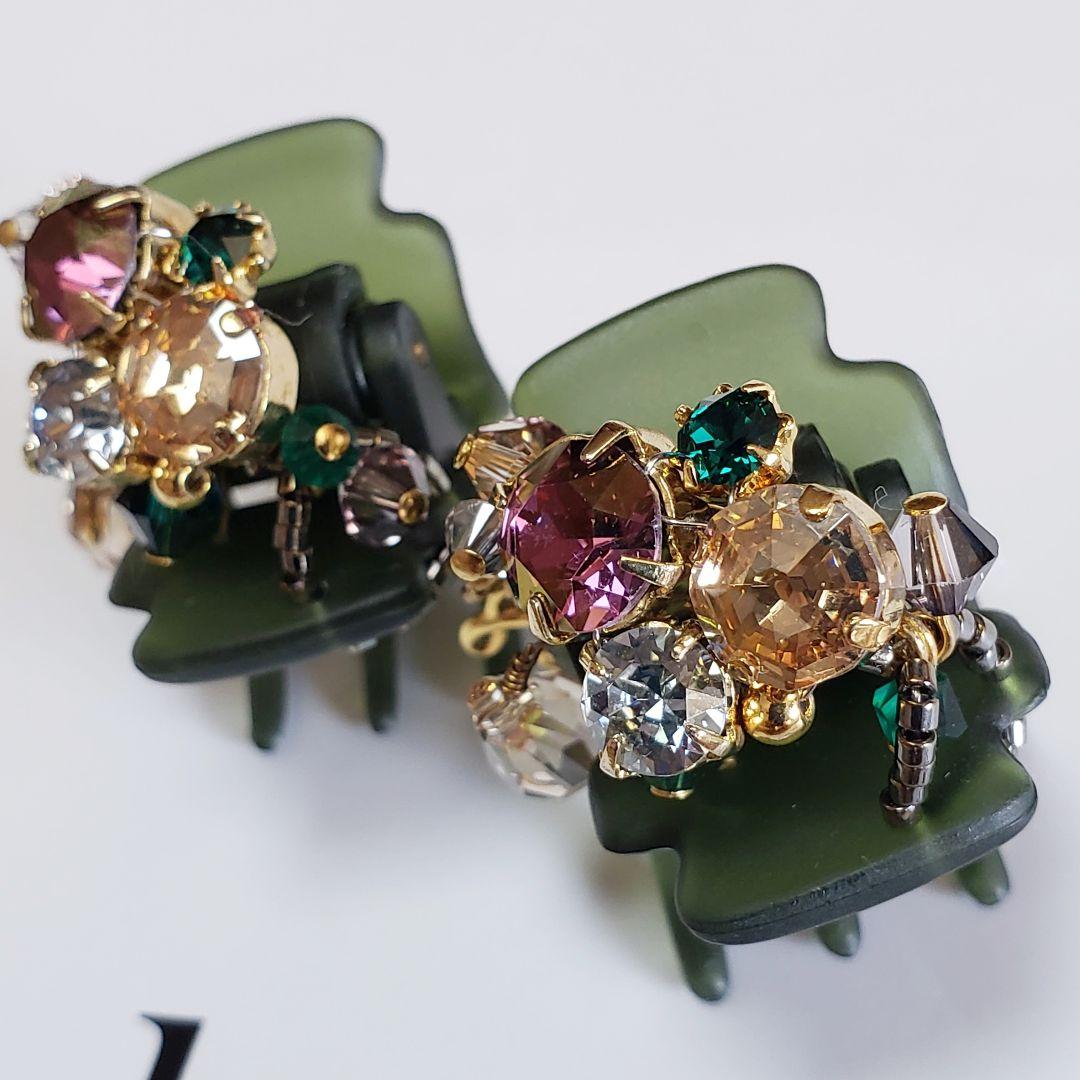 新品未使用　コンプレックスビズ ビジュー デザートクリップ 2個セット　カーキ