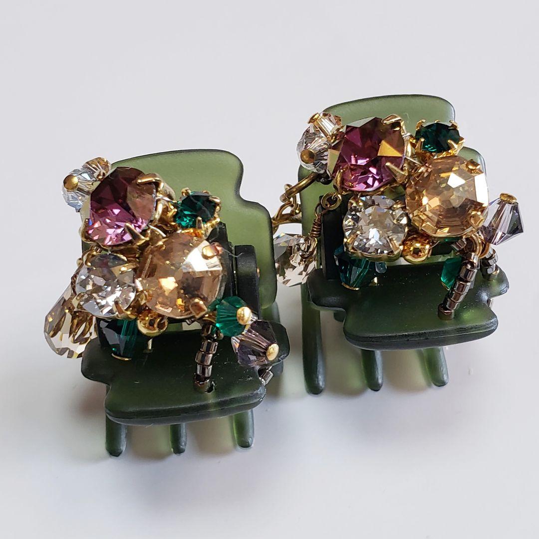 新品未使用　コンプレックスビズ ビジュー デザートクリップ 2個セット　カーキ