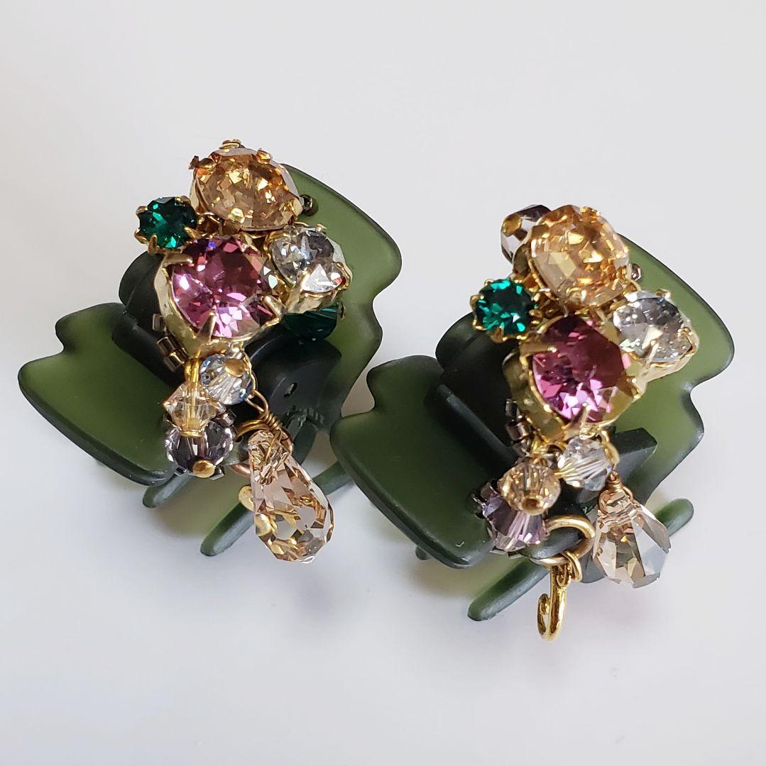 新品未使用　コンプレックスビズ ビジュー デザートクリップ 2個セット　カーキ