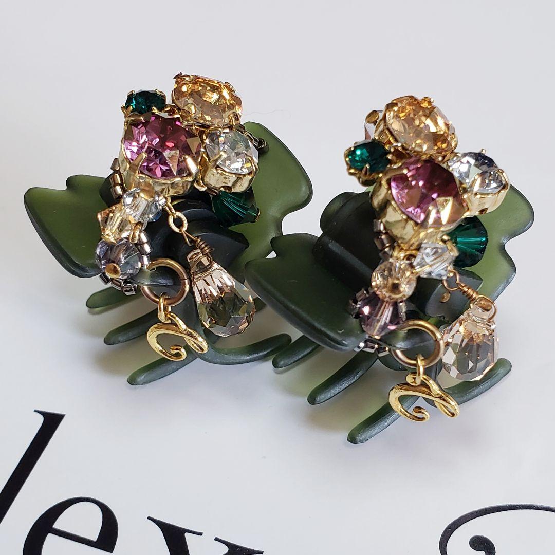 新品未使用　コンプレックスビズ ビジュー デザートクリップ 2個セット　カーキ