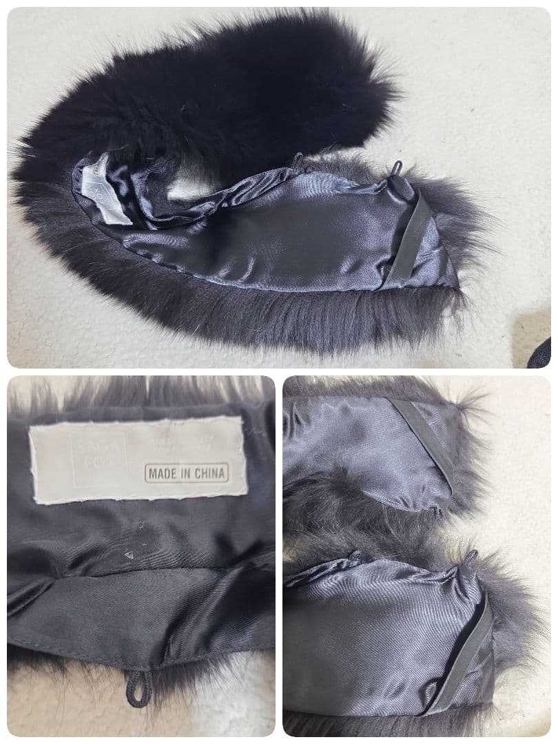 Impresi　 ロングコート カシミヤ100 黒 フォックス 　L