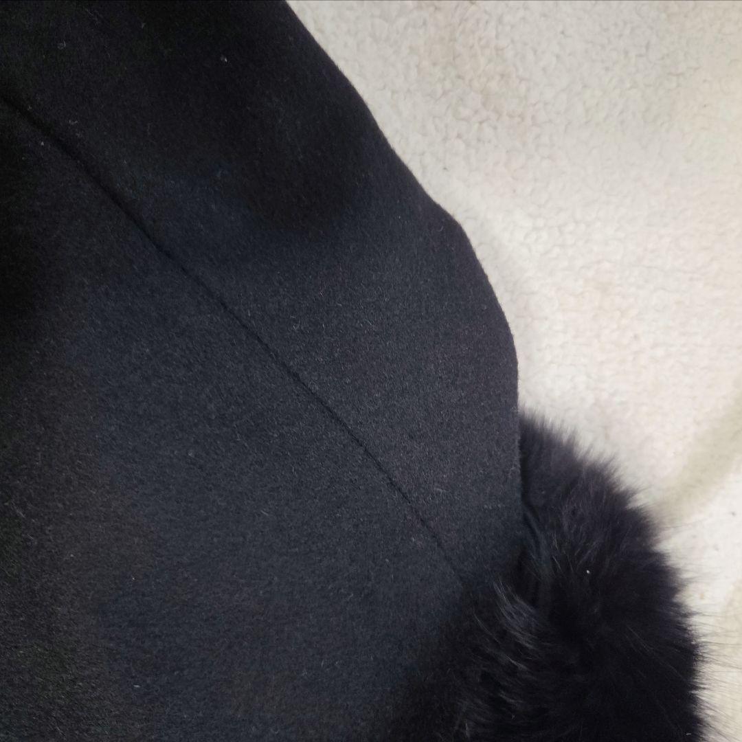 Impresi　 ロングコート カシミヤ100 黒 フォックス 　L
