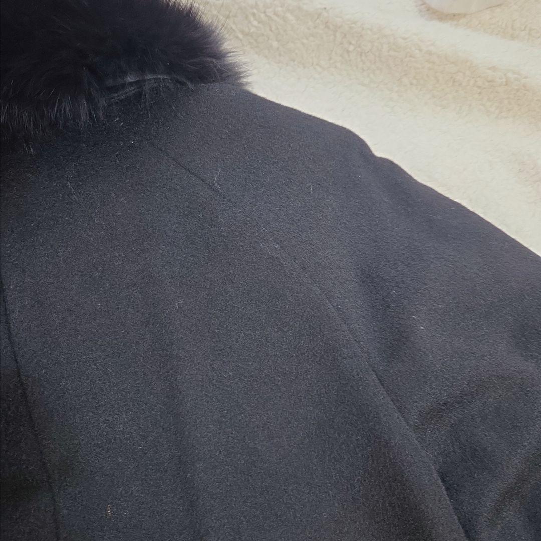 Impresi　 ロングコート カシミヤ100 黒 フォックス 　L