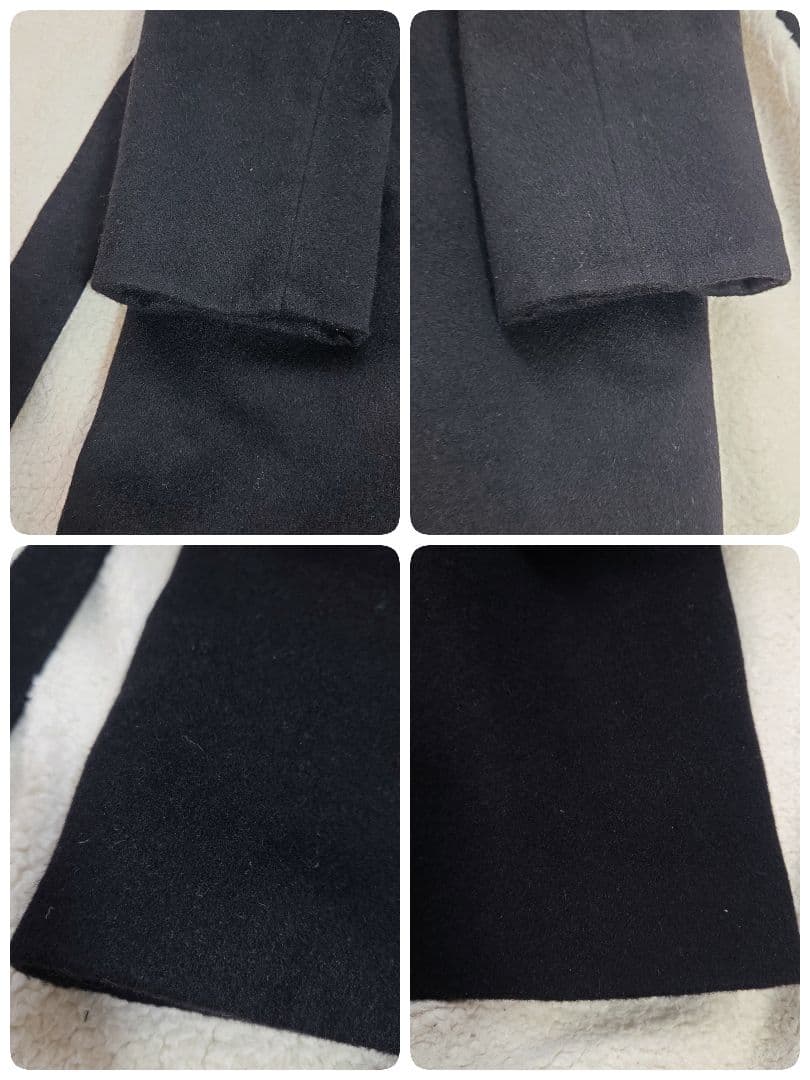 Impresi　 ロングコート カシミヤ100 黒 フォックス 　L