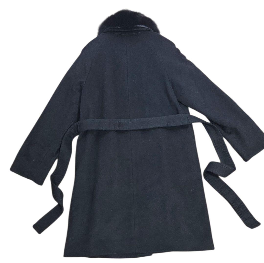 Impresi　 ロングコート カシミヤ100 黒 フォックス 　L