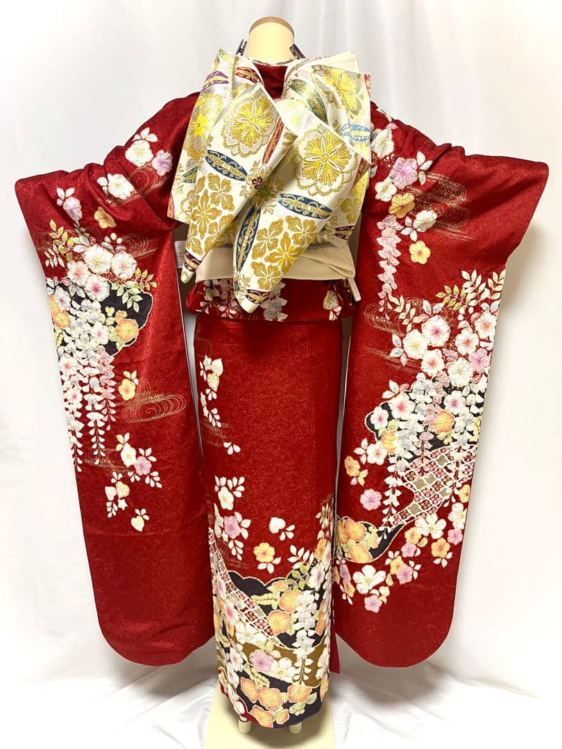 【美おり】FR52163 振袖 高級 翠山工房 正絹 振袖フルセット 辻ヶ花文様