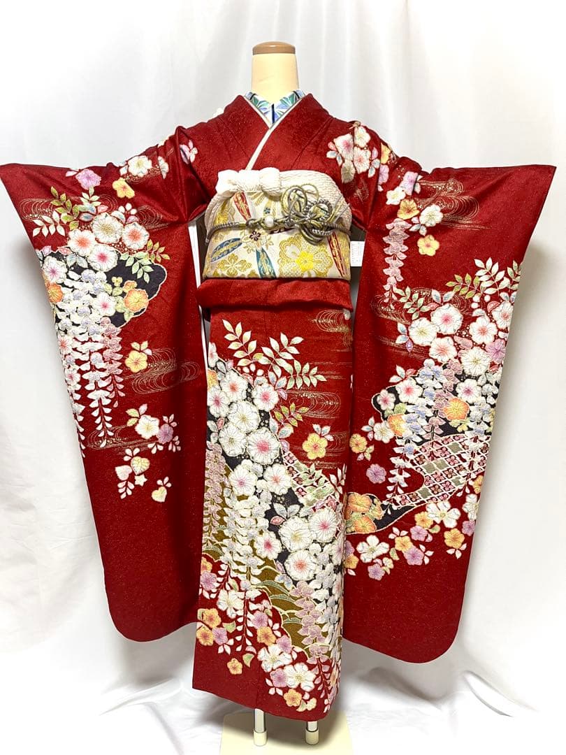 【美おり】FR52163 振袖 高級 翠山工房 正絹 振袖フルセット 辻ヶ花文様