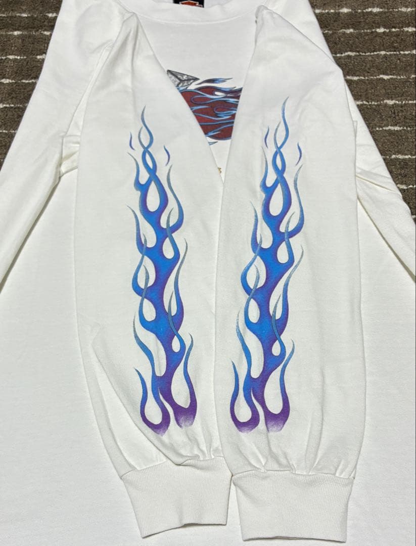 L 90s harley davidson ブルーフレイム ロンT ハーレー