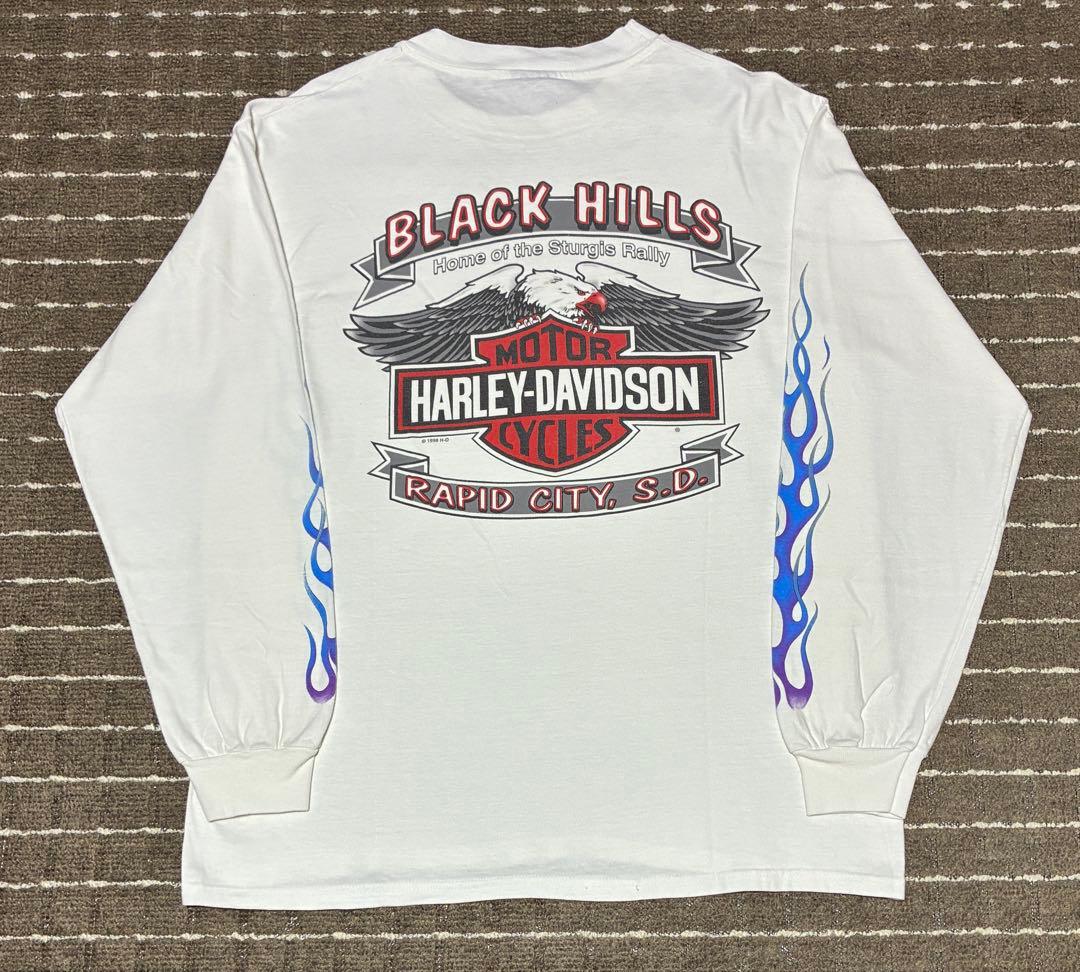 L 90s harley davidson ブルーフレイム ロンT ハーレー