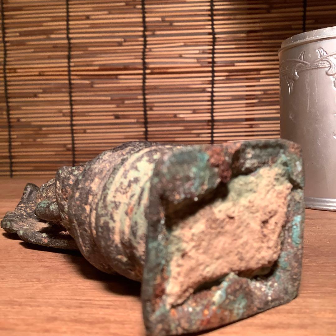 12世紀・スコータイ 「仏陀・蛇神ナーガ」多頭蛇・仏教守護神・￼青銅仏・出土