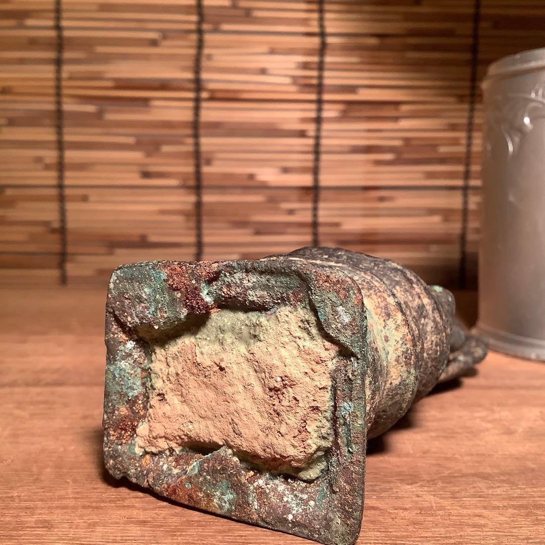 12世紀・スコータイ 「仏陀・蛇神ナーガ」多頭蛇・仏教守護神・￼青銅仏・出土