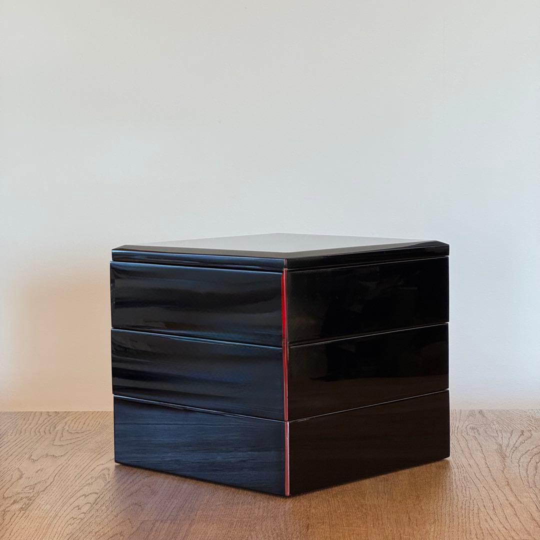 ◆未使用◆ 越前漆 三段重 / 越前漆器漆師・山本英明作/ 黒塗漆