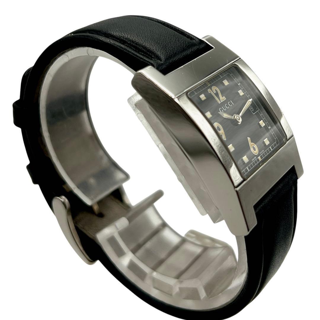 専用GUCCI スクエア デイト ブラック文字盤 メンズ 腕時計 1307