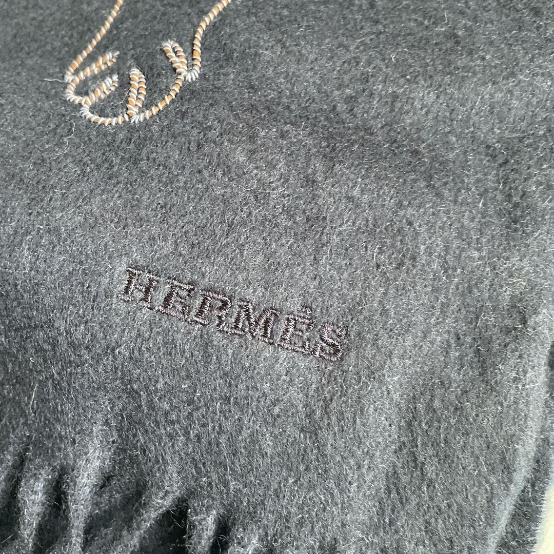 【新品】HERMES エルメス マフラー 王者の虎 カシミヤ100% ネイビー