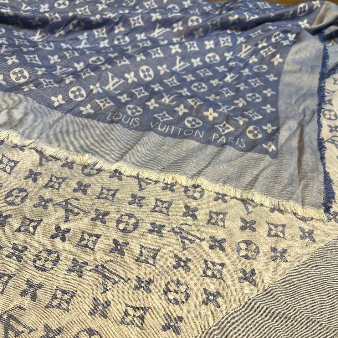 LOUIS VUITTON ルイヴィトン　ライトブルー　大判ストール　ショール