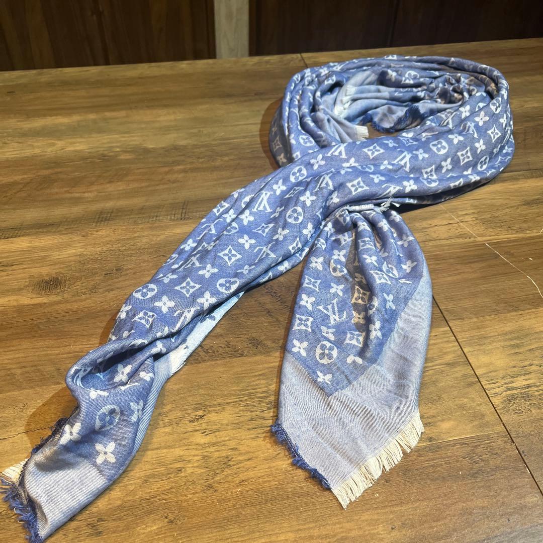LOUIS VUITTON ルイヴィトン　ライトブルー　大判ストール　ショール
