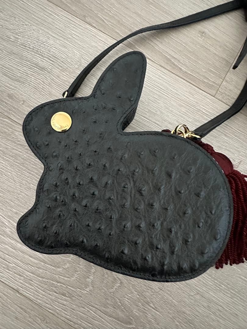 美品 hillier bartley うさぎ ショルダー バッグ オーストリッチ