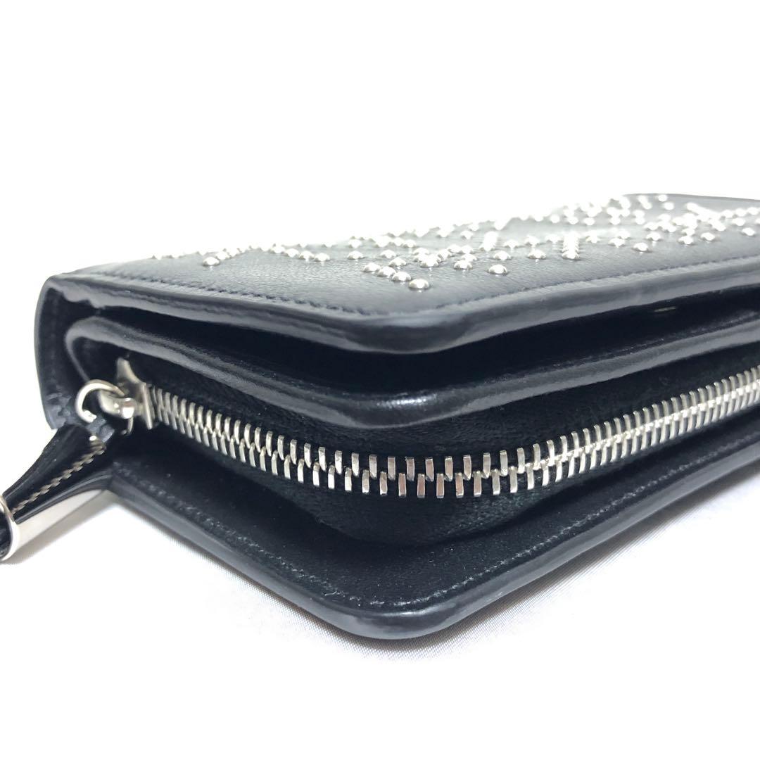 ほぼ未使用　近年モデル✨　ジミーチュウ　二つ折り財布　スタースタッズ　レザー　黒