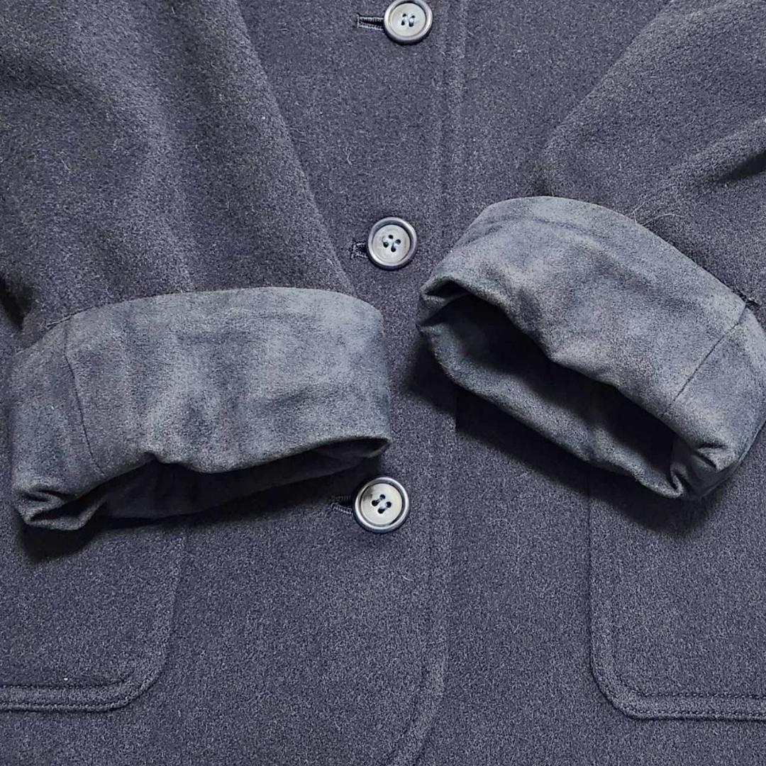 ディオール ウールコート レディースM スエード切替 ベルト ジャケット 美品