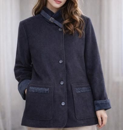 ディオール ウールコート レディースM スエード切替 ベルト ジャケット 美品