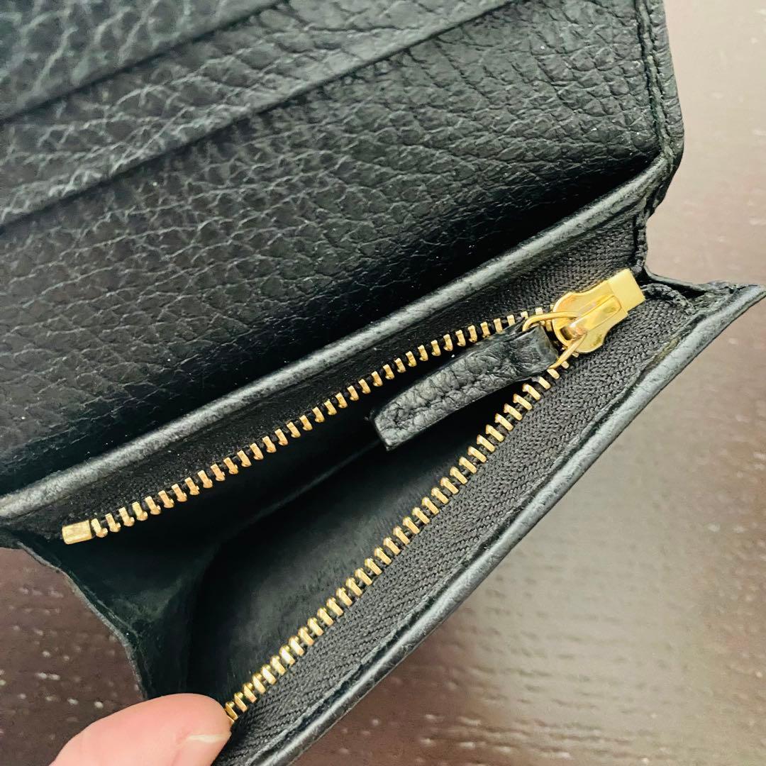 【美品】グッチ GGマーモント 二つ折り財布 コンパクト財布 小銭入れ 黒