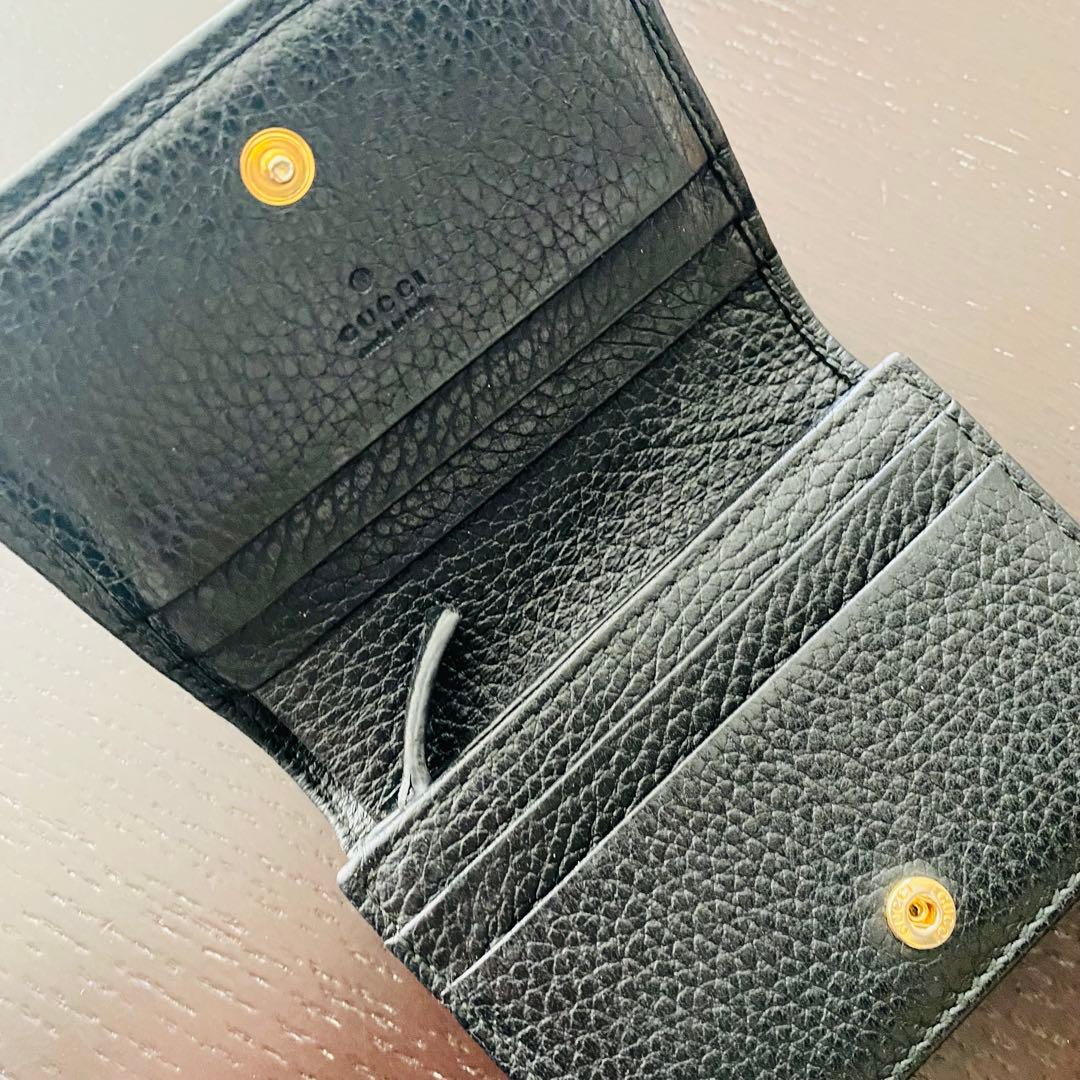 【美品】グッチ GGマーモント 二つ折り財布 コンパクト財布 小銭入れ 黒