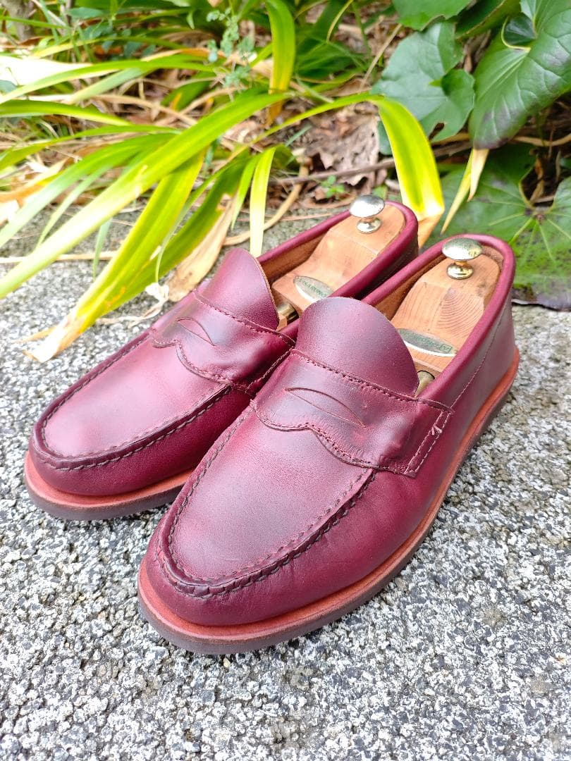 ラッセルモカシン ローファー 8 EE バーガンディー