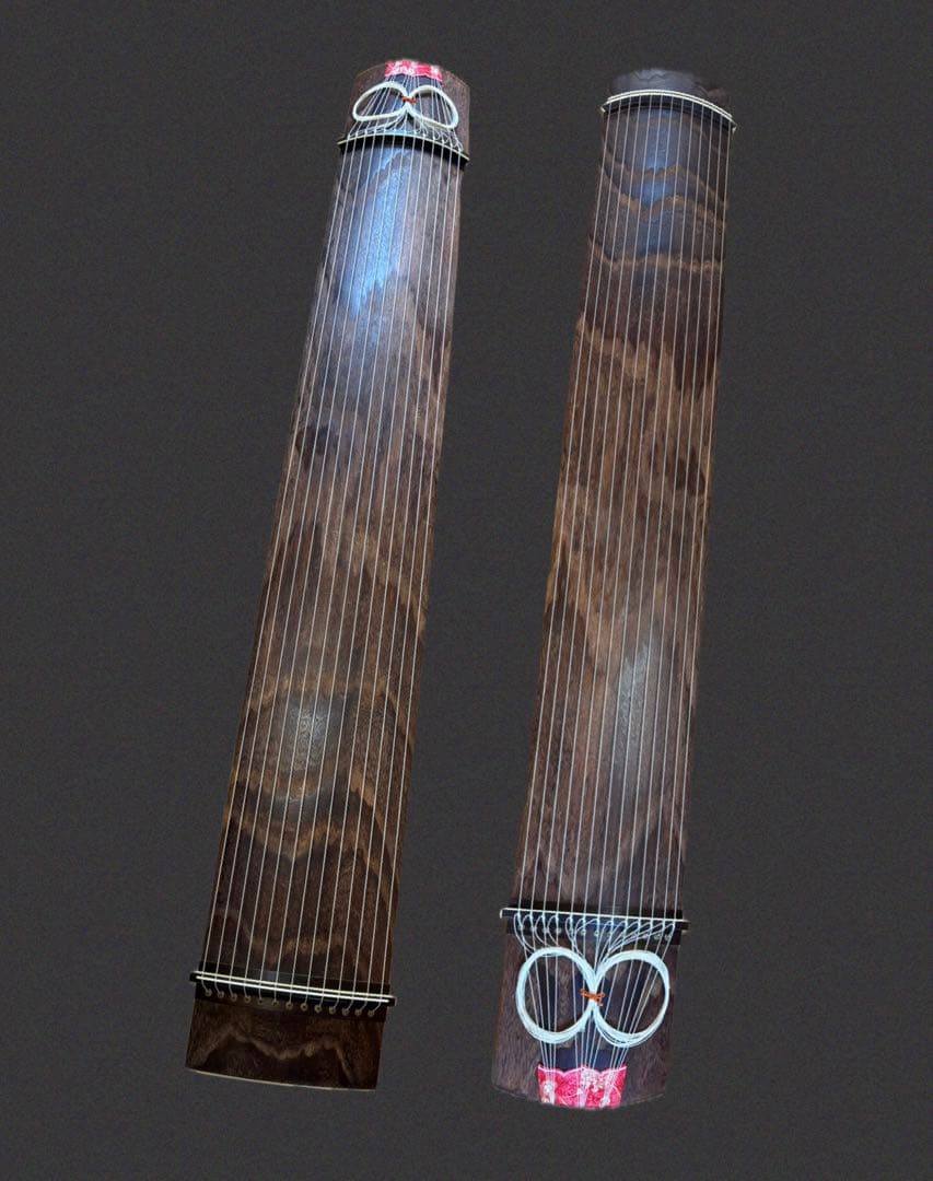 角巻 並甲 すだれ彫 蒔絵装飾 13絃箏（琴）猫足 付属品多数 練習用