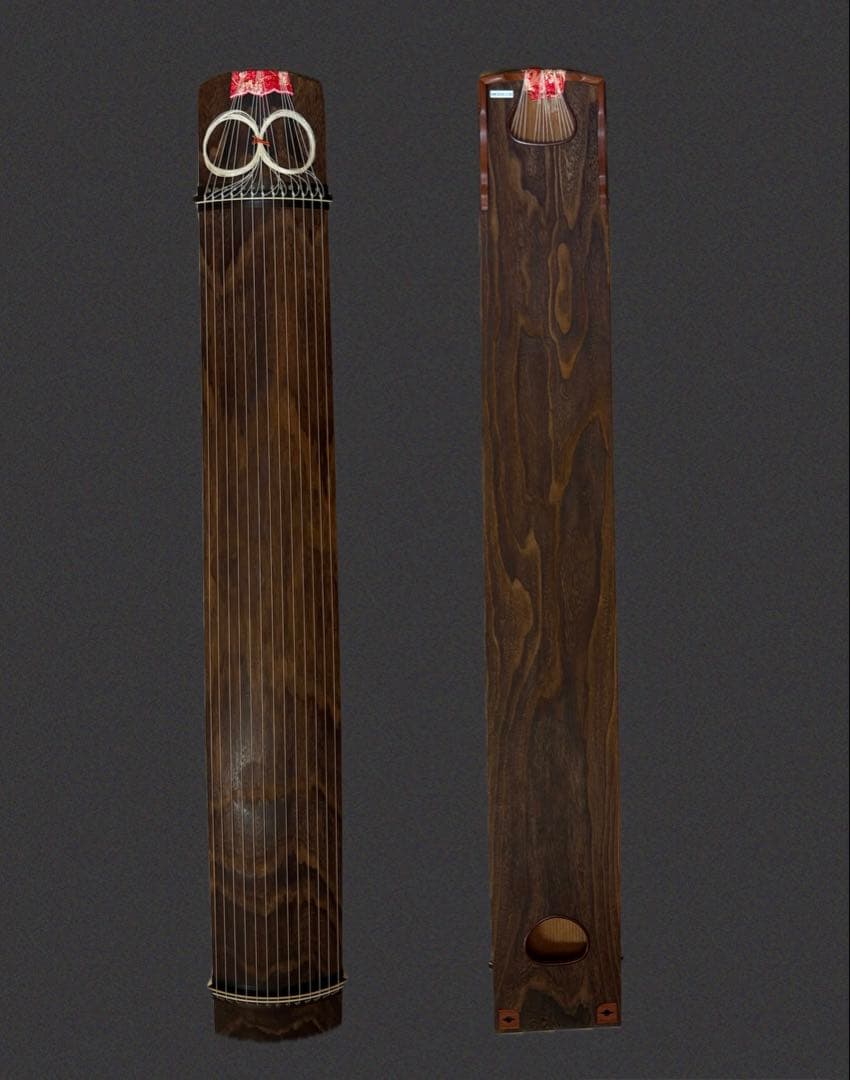 角巻 並甲 すだれ彫 蒔絵装飾 13絃箏（琴）猫足 付属品多数 練習用