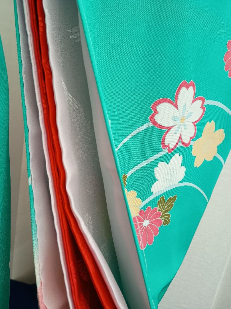 お宮参り　一つ身　着物　ターコイズ