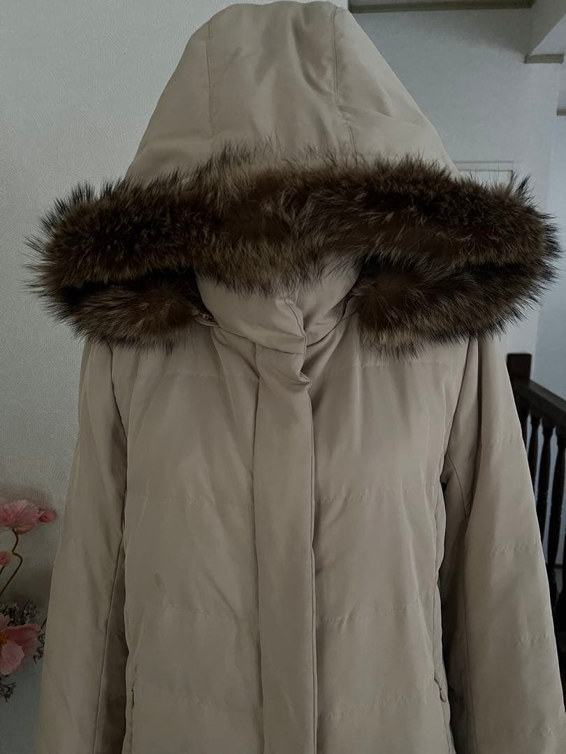 レディース バーバリーファー付きベージュロングコート