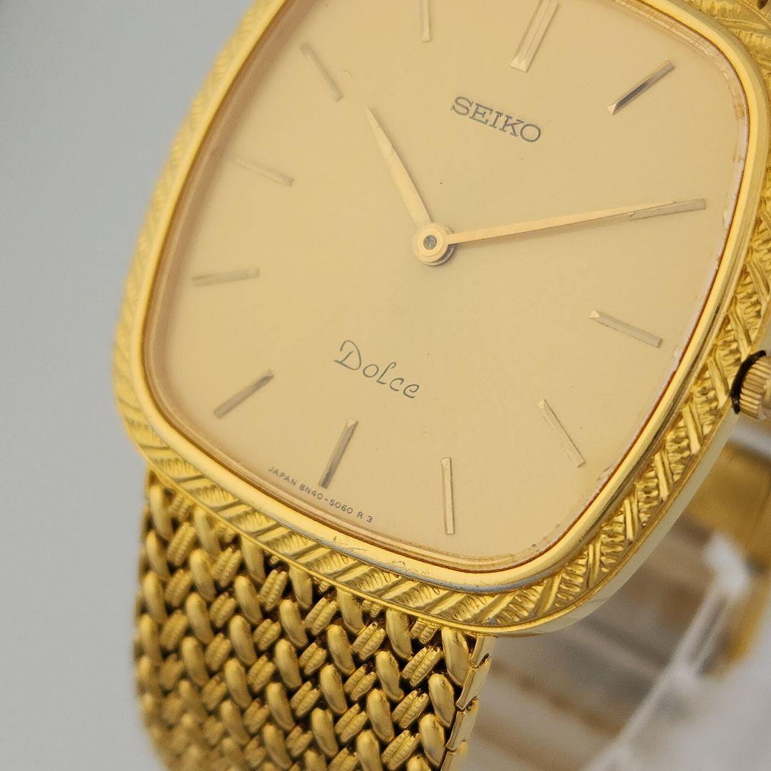【稼働 新品電池】セイコー ドルチェ 8N40-5040 ゴールド文字盤