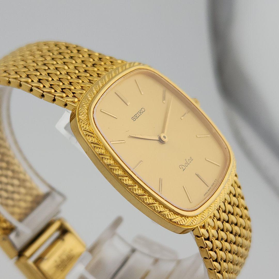 【稼働 新品電池】セイコー ドルチェ 8N40-5040 ゴールド文字盤
