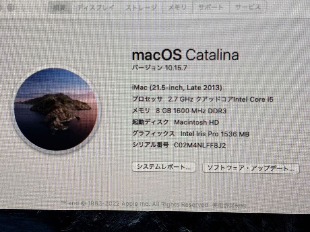 iMac （21.5-inch, Late 2013）メモリ8G HDD 1TB