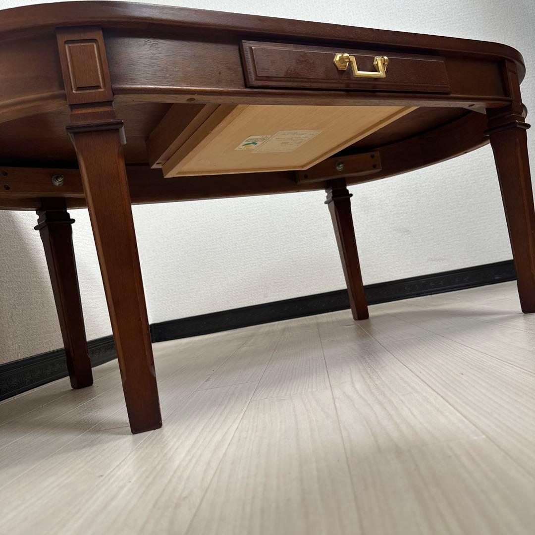 マルニ木工 地中海 センターテーブル 幅112cm 楕円形 引き出し付き※i4※