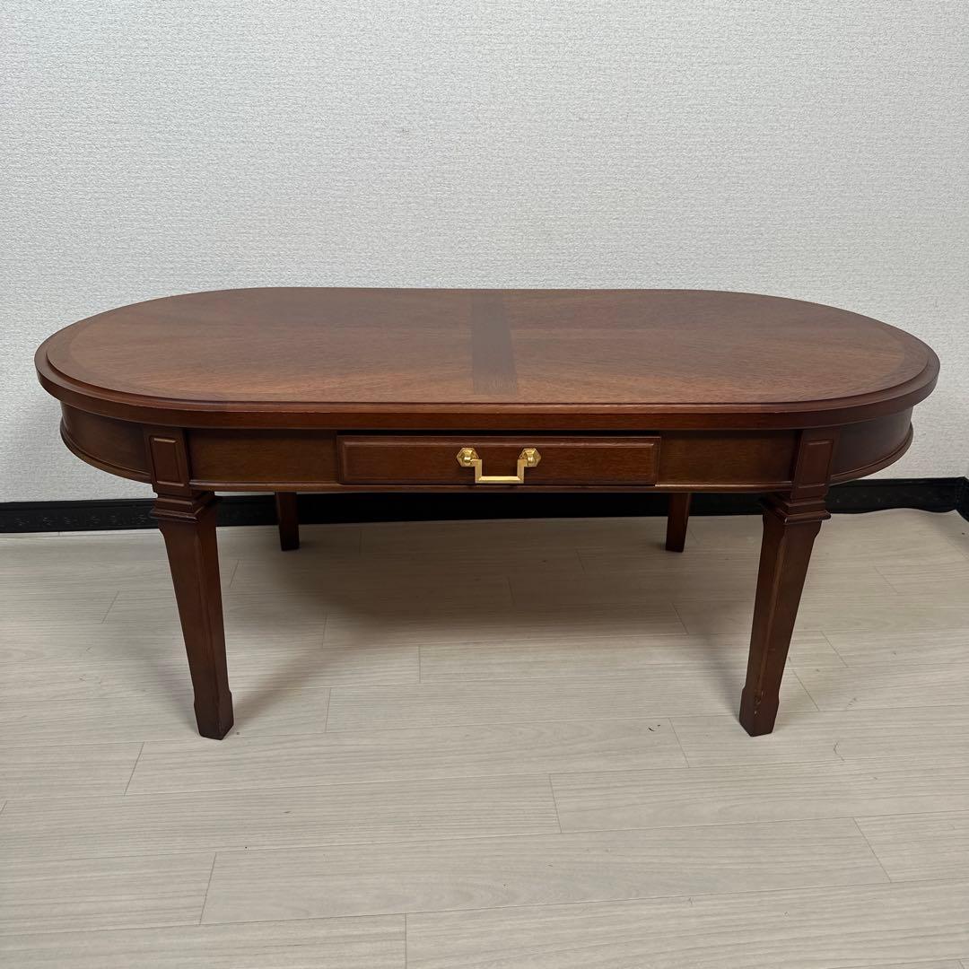 マルニ木工 地中海 センターテーブル 幅112cm 楕円形 引き出し付き※i4※