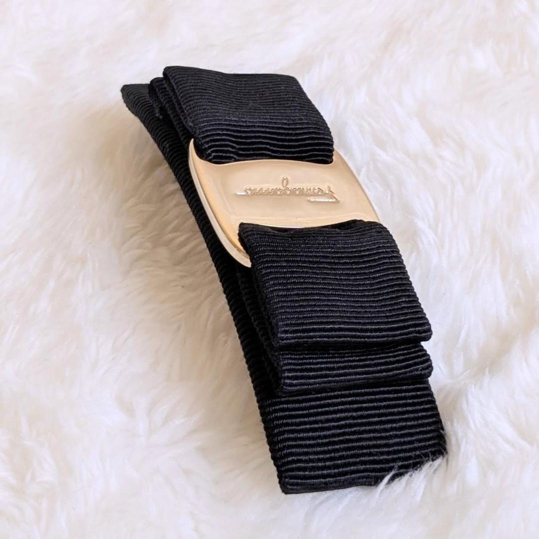 極美品✨Salvatore Ferragamo バレッタ ブラック ゴールド