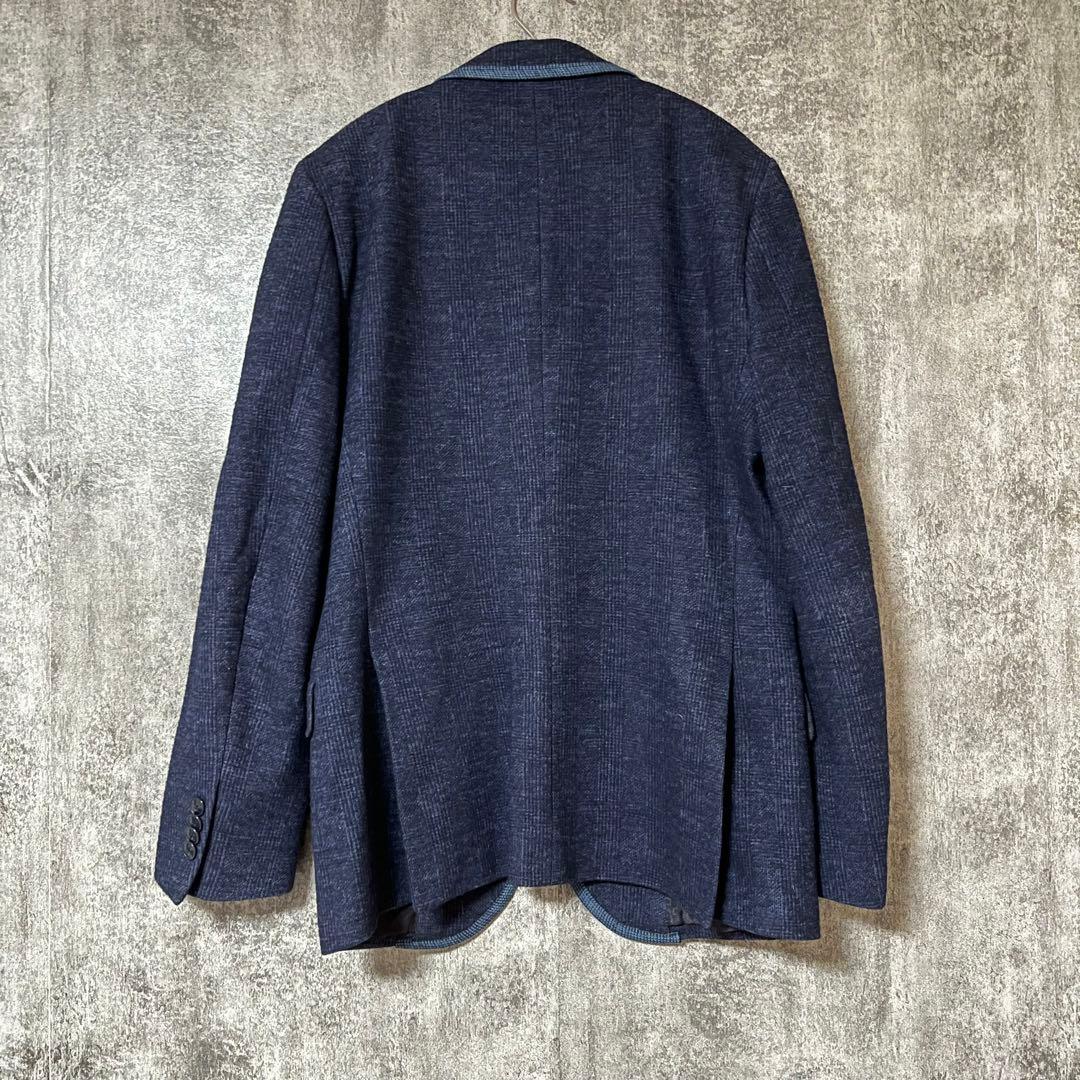 美品 エトロ ETRO 総裏地 ネイビー テーラードジャケット 48