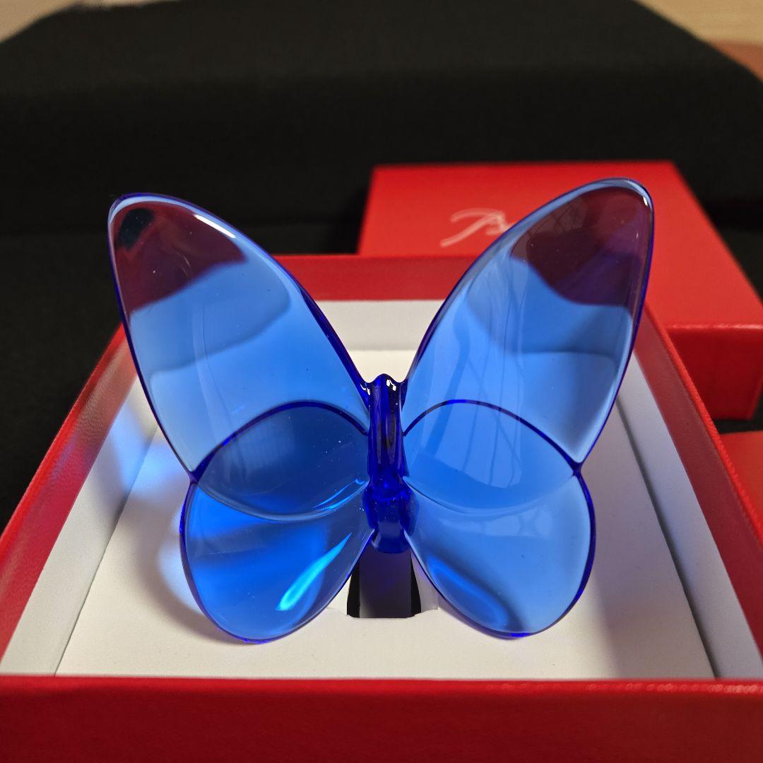 【未使用極美品】バカラ　ラッキーバタフライ　ブルー　工芸品　置き物