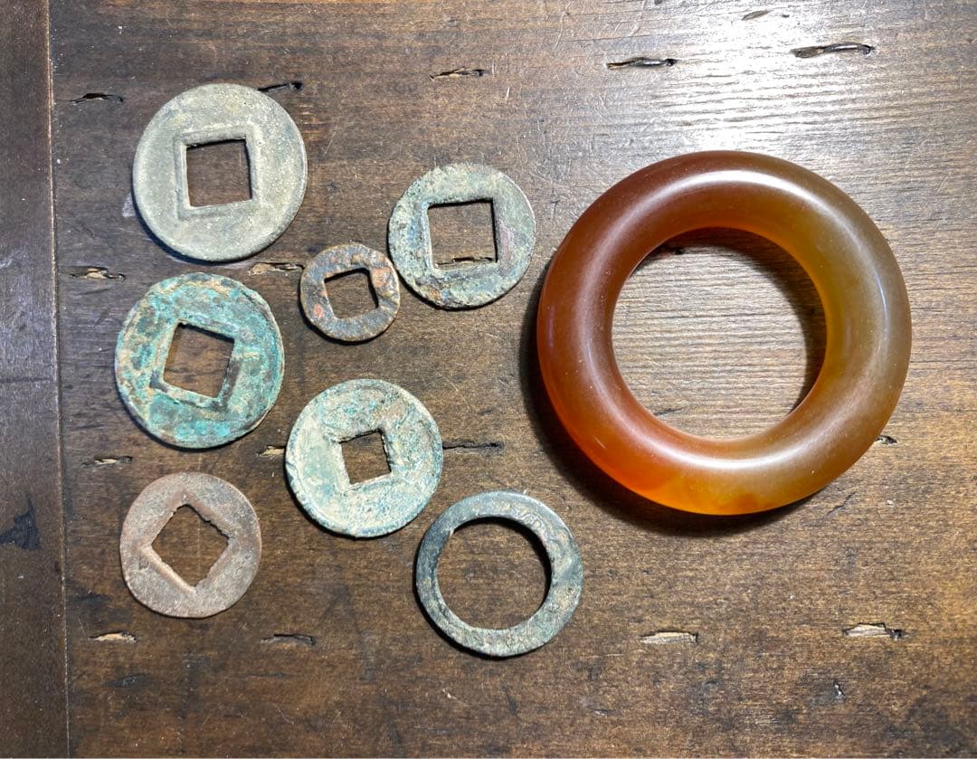 漢時代　古銭　玉石製 9個セット 本物