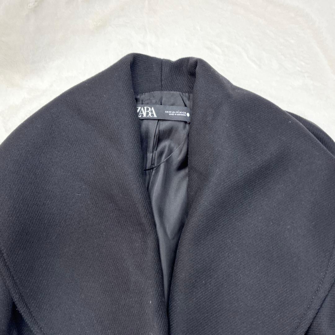 ZARA マンテコ ワイドカラー ロングコート 女優襟 ベルト マキシ丈 ウール