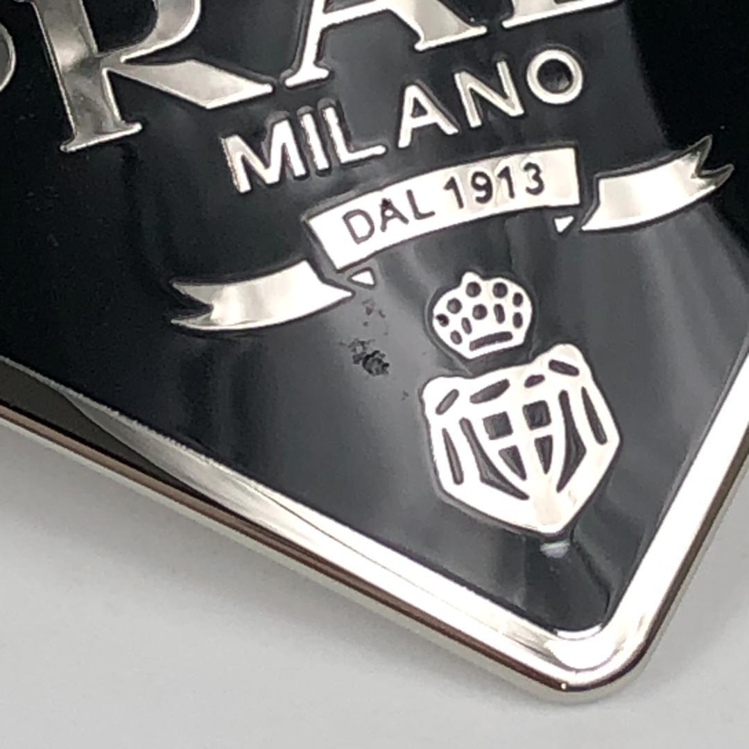 【美品】4F304/プラダ/バレッタ/ヘアアクセ/三角ロゴ/シルバー金具/黒