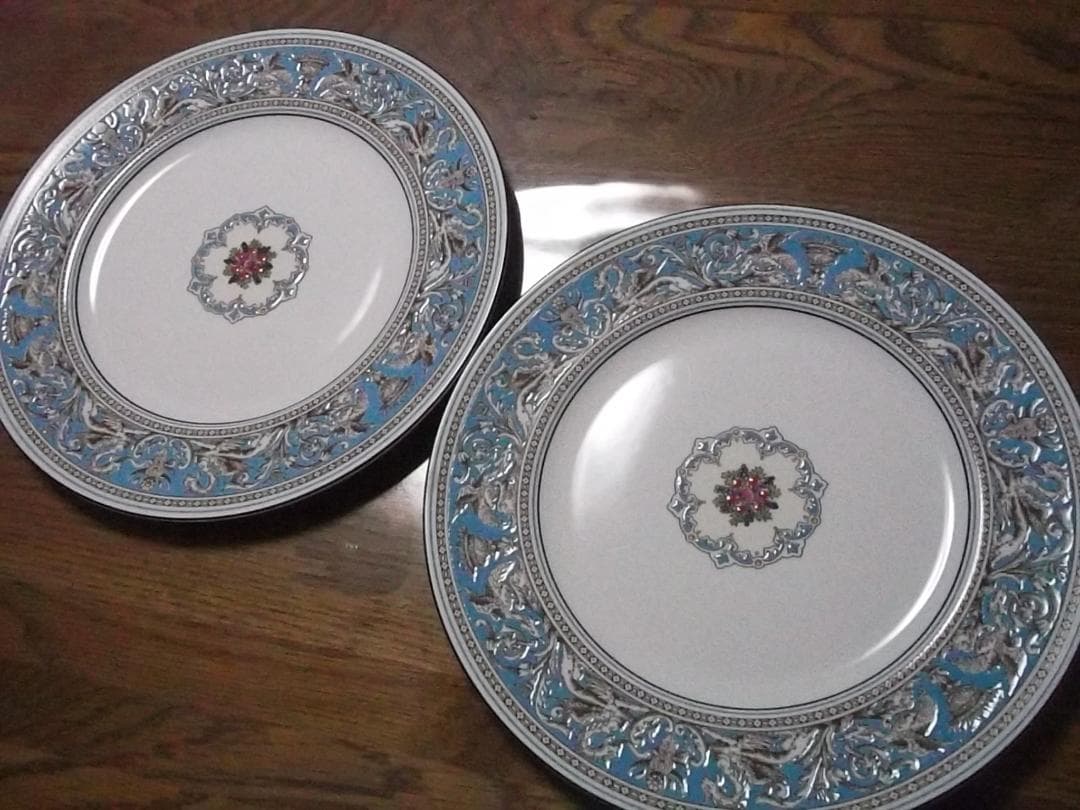  フローレンティーンターコイズ プレート皿 27cm 2枚セット