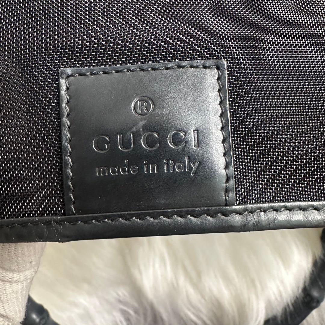 グッチ　ブラック　メッシュ　トートバッグ バンブー　ハンドル　A4可