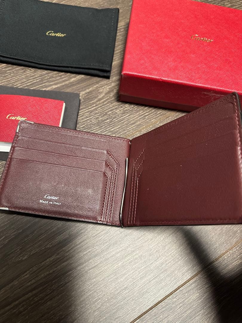 値下げしました！Cartier ブラックレザー マネークリップ