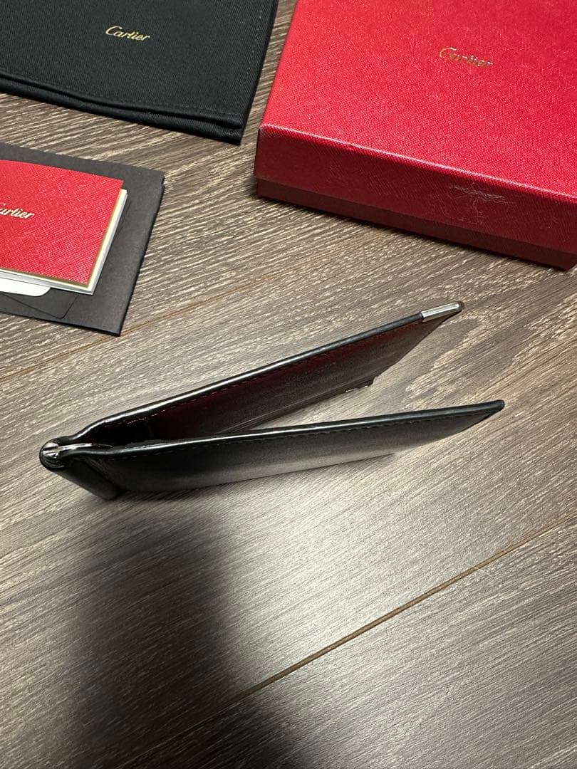 値下げしました！Cartier ブラックレザー マネークリップ