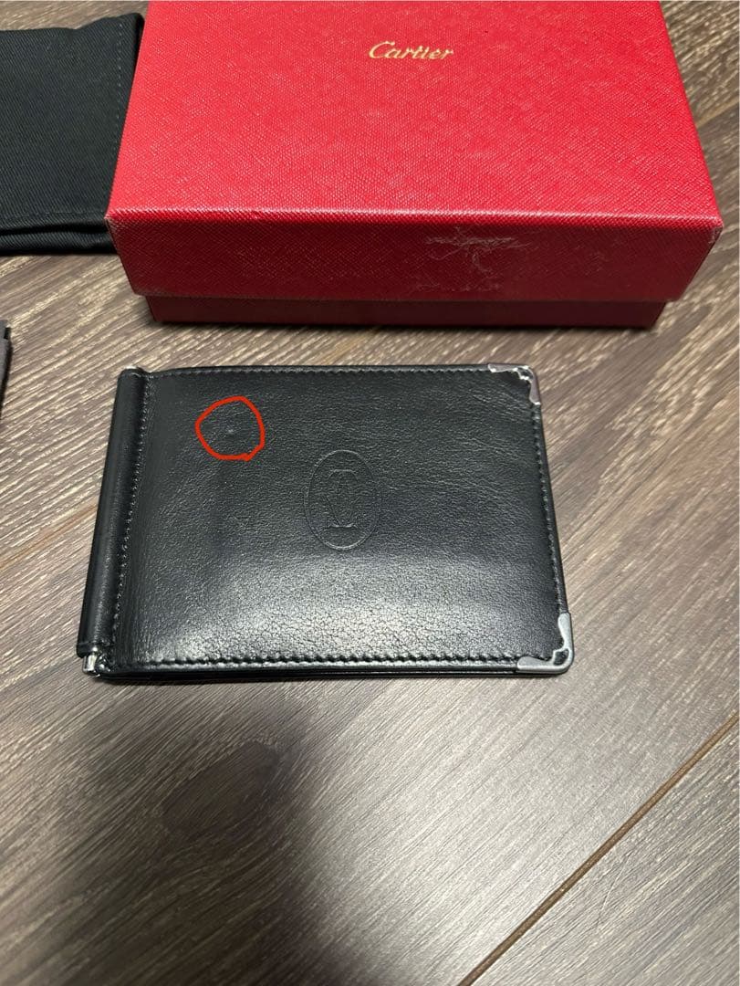 値下げしました！Cartier ブラックレザー マネークリップ