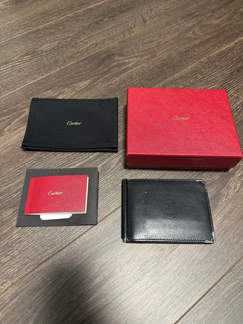 値下げしました！Cartier ブラックレザー マネークリップ