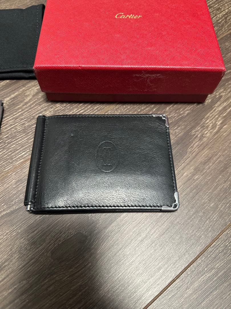 値下げしました！Cartier ブラックレザー マネークリップ