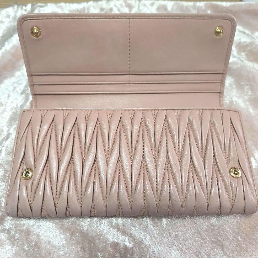 MIUMIU ミュウミュウ 長財布 ピンク マテラッセ ビジューピンクベージュ